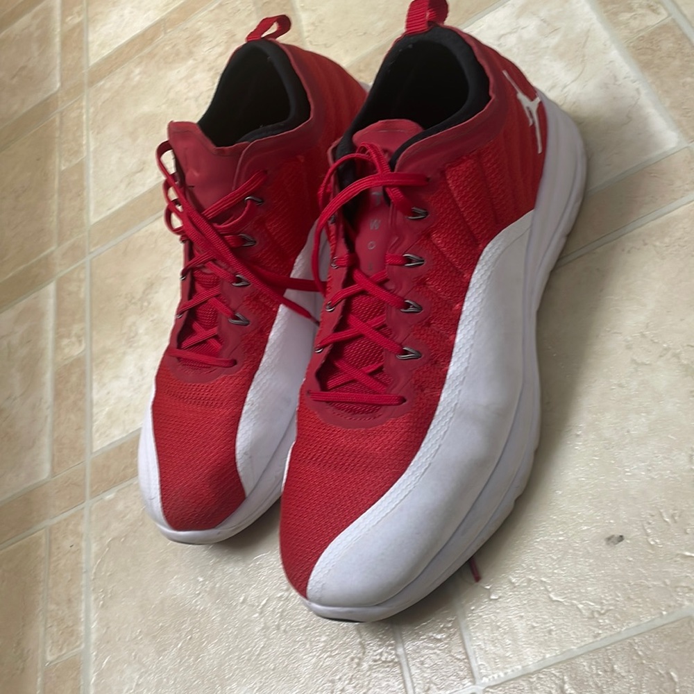 Jordans TWo3 red and white sneaker